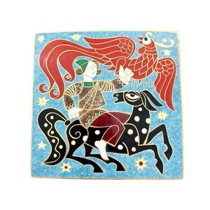 Vintage Cloisonné Russian Tile Wall Decor